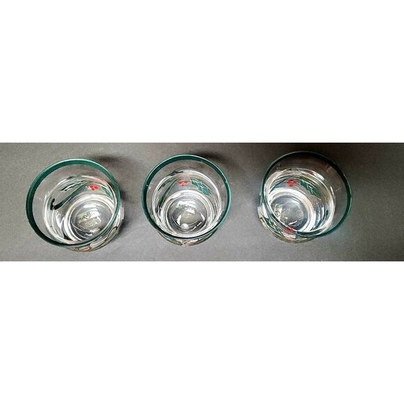 VTG Lenox Holiday Spirit Trio Votives (3) NWT Glass Holly Berry Green Red Signed - Picture 6 of 7